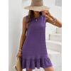 image:imageSOLY HUX Womens Ruffle Hem Sleeveless Tank Dress Round Neck Casual Jacquard Hem Smock Summer Mini DressesSolid Purple