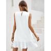 image:imageSOLY HUX Womens Ruffle Hem Sleeveless Tank Dress Round Neck Casual Jacquard Hem Smock Summer Mini DressesSolid White