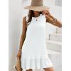 image:imageSOLY HUX Womens Ruffle Hem Sleeveless Tank Dress Round Neck Casual Jacquard Hem Smock Summer Mini DressesSolid White