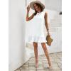 image:imageSOLY HUX Womens Ruffle Hem Sleeveless Tank Dress Round Neck Casual Jacquard Hem Smock Summer Mini DressesSolid White