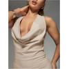 image:imageSOLY HUX Womens Sexy Deep V Neck Halter Bodycon Mini Dress Club Night Cocktail DressesSolid Beige