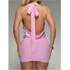 image:imageSOLY HUX Womens Sexy Deep V Neck Halter Bodycon Mini Dress Club Night Cocktail DressesSolid Pink