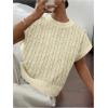 image:imageSOLY HUX Womens Short Sleeve Sweater 3D Floral Sweaters Pullover Tank Tops Knit Vest Trendy Fashion ClothingApricot Cable Knit