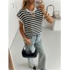 image:imageSOLY HUX Womens Short Sleeve Sweater 3D Floral Sweaters Pullover Tank Tops Knit Vest Trendy Fashion ClothingBlack Striped