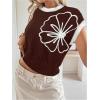 image:imageSOLY HUX Womens Short Sleeve Sweater 3D Floral Sweaters Pullover Tank Tops Knit Vest Trendy Fashion ClothingBrown White Floral