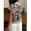 image:imageSOLY HUX Womens Short Sleeve Sweater 3D Floral Sweaters Pullover Tank Tops Knit Vest Trendy Fashion ClothingKhaki Leopard