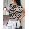 image:imageSOLY HUX Womens Short Sleeve Sweater 3D Floral Sweaters Pullover Tank Tops Knit Vest Trendy Fashion ClothingKhaki Leopard