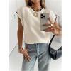 image:imageSOLY HUX Womens Short Sleeve Sweater 3D Floral Sweaters Pullover Tank Tops Knit Vest Trendy Fashion ClothingPlain Apricot