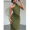 image:imageSOLY HUX Womens Sleeveless Bodycon Dress One Shoulder Backless Ruched Cocktail Party Evening Long DressesPlain Army Green