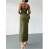 image:imageSOLY HUX Womens Sleeveless Bodycon Dress One Shoulder Backless Ruched Cocktail Party Evening Long DressesPlain Army Green