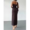 image:imageSOLY HUX Womens Sleeveless Bodycon Dress One Shoulder Backless Ruched Cocktail Party Evening Long DressesPlain Chocolate Brown