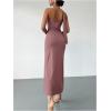 image:imageSOLY HUX Womens Sleeveless Bodycon Dress One Shoulder Backless Ruched Cocktail Party Evening Long DressesPlain Mocha Brown