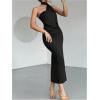 image:imageSOLY HUX Womens Sleeveless Bodycon Dress One Shoulder Backless Ruched Cocktail Party Evening Long DressesPure Black