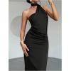 image:imageSOLY HUX Womens Sleeveless Bodycon Dress One Shoulder Backless Ruched Cocktail Party Evening Long DressesPure Black