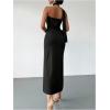 image:imageSOLY HUX Womens Sleeveless Bodycon Dress One Shoulder Backless Ruched Cocktail Party Evening Long DressesPure Black