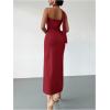 image:imageSOLY HUX Womens Sleeveless Bodycon Dress One Shoulder Backless Ruched Cocktail Party Evening Long DressesPure Burgundy