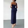 image:imageSOLY HUX Womens Sleeveless Bodycon Dress One Shoulder Backless Ruched Cocktail Party Evening Long DressesPure Dark Blue