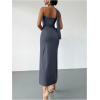 image:imageSOLY HUX Womens Sleeveless Bodycon Dress One Shoulder Backless Ruched Cocktail Party Evening Long DressesPure Dusty Blue
