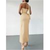 image:imageSOLY HUX Womens Sleeveless Bodycon Dress One Shoulder Backless Ruched Cocktail Party Evening Long DressesPure Khaki