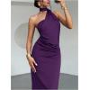 image:imageSOLY HUX Womens Sleeveless Bodycon Dress One Shoulder Backless Ruched Cocktail Party Evening Long DressesPure Purple