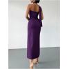 image:imageSOLY HUX Womens Sleeveless Bodycon Dress One Shoulder Backless Ruched Cocktail Party Evening Long DressesPure Purple