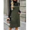 image:imageSOLY HUX Womens Square Neck Sleeveless Corduroy Dress Knee Length Fall Overall Dresses with PocketsArmy Green