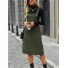 image:imageSOLY HUX Womens Square Neck Sleeveless Corduroy Dress Knee Length Fall Overall Dresses with PocketsArmy Green