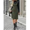 image:imageSOLY HUX Womens Square Neck Sleeveless Corduroy Dress Knee Length Fall Overall Dresses with PocketsArmy Green