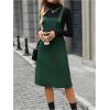 image:imageSOLY HUX Womens Square Neck Sleeveless Corduroy Dress Knee Length Fall Overall Dresses with PocketsPlain Green