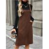 image:imageSOLY HUX Womens Square Neck Sleeveless Corduroy Dress Knee Length Fall Overall Dresses with PocketsPure Brown