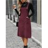 image:imageSOLY HUX Womens Square Neck Sleeveless Corduroy Dress Knee Length Fall Overall Dresses with PocketsPure Burgundy