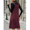 image:imageSOLY HUX Womens Square Neck Sleeveless Corduroy Dress Knee Length Fall Overall Dresses with PocketsPure Burgundy