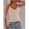 image:imageSOLY HUX Womens Summer Cami Tops Slim Fit V Neck Spaghetti Strap Criss Cross Going Out Top CamisolePlain Apricot