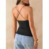 image:imageSOLY HUX Womens Summer Cami Tops Slim Fit V Neck Spaghetti Strap Criss Cross Going Out Top CamisolePlain Black
