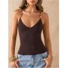 image:imageSOLY HUX Womens Summer Cami Tops Slim Fit V Neck Spaghetti Strap Criss Cross Going Out Top CamisolePlain Coffee Brown