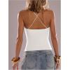 image:imageSOLY HUX Womens Summer Cami Tops Slim Fit V Neck Spaghetti Strap Criss Cross Going Out Top CamisolePlain White