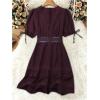 image:imageSOLY HUX Womens Summer Dress Hollow Out Lace V Neck Puff Short Sleeve A Line Layered Short DressesPlain Maroon