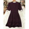 image:imageSOLY HUX Womens Summer Dress Hollow Out Lace V Neck Puff Short Sleeve A Line Layered Short DressesPlain Maroon