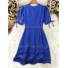 image:imageSOLY HUX Womens Summer Dress Hollow Out Lace V Neck Puff Short Sleeve A Line Layered Short DressesPlain Royal Blue