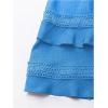 image:imageSOLY HUX Womens Summer Dress Hollow Out Lace V Neck Puff Short Sleeve A Line Layered Short DressesSolid Blue