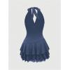 image:imageSOLY HUX Womens Summer Halter Backless Mini Dress Flowy Sleeveless V Neck Tie Back A Line Western Casual Sun DressesDark Blue