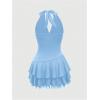 image:imageSOLY HUX Womens Summer Halter Backless Mini Dress Flowy Sleeveless V Neck Tie Back A Line Western Casual Sun DressesLight Blue