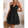 image:imageSOLY HUX Womens Summer Mini Dress Halter Backless Sleeveless A Line Ruffle Hem Flowy Cami Dresses SundressPlain Black
