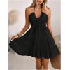 image:imageSOLY HUX Womens Summer Mini Dress Halter Backless Sleeveless A Line Ruffle Hem Flowy Cami Dresses SundressPlain Black