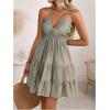 image:imageSOLY HUX Womens Summer Mini Dress Halter Backless Sleeveless A Line Ruffle Hem Flowy Cami Dresses SundressPlain Green