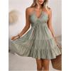 image:imageSOLY HUX Womens Summer Mini Dress Halter Backless Sleeveless A Line Ruffle Hem Flowy Cami Dresses SundressPlain Green