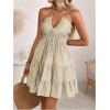 image:imageSOLY HUX Womens Summer Mini Dress Halter Backless Sleeveless A Line Ruffle Hem Flowy Cami Dresses SundressPlain Khaki