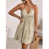 image:imageSOLY HUX Womens Summer Mini Dress Halter Backless Sleeveless A Line Ruffle Hem Flowy Cami Dresses SundressPlain Khaki