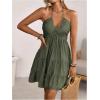 image:imageSOLY HUX Womens Summer Mini Dress Halter Backless Sleeveless A Line Ruffle Hem Flowy Cami Dresses SundressPure Army Green