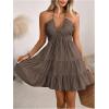 image:imageSOLY HUX Womens Summer Mini Dress Halter Backless Sleeveless A Line Ruffle Hem Flowy Cami Dresses SundressPure Brown